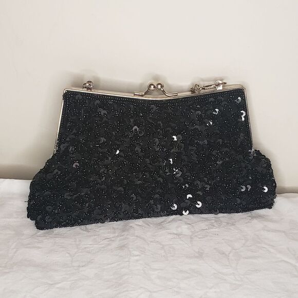 Black Beaded Evening Clutch Purse - Picture 2 of 11